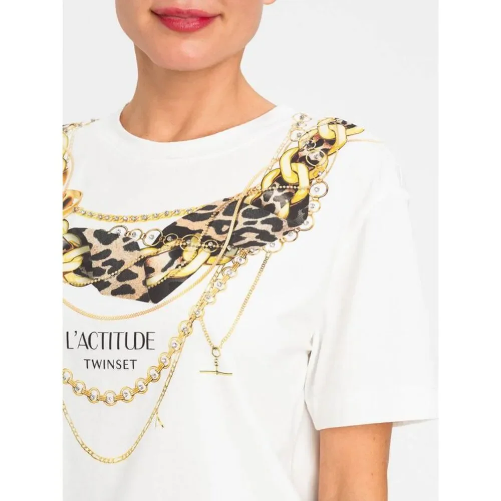 Actitude Twinset Women Actitude Twinset Graphic Print And Logo Cotton T-Shirt